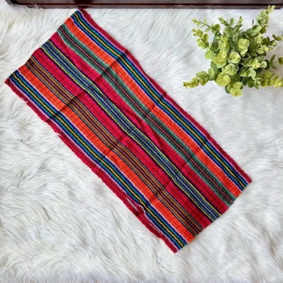 Guatemalan Handmade Artisanal Boho Lightweight Multicolor Striped Scarf Wrap - Picture 2 of 6